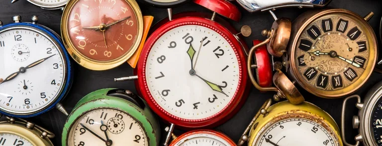 A variety of different clocks ticking down